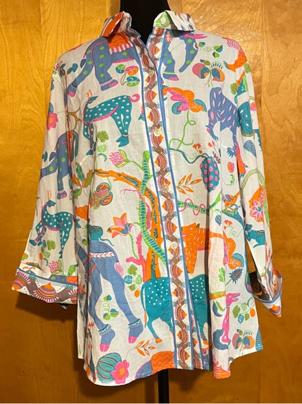 Gretchen Scott XL Boyfriend Shirt in Animal Kingdom Print